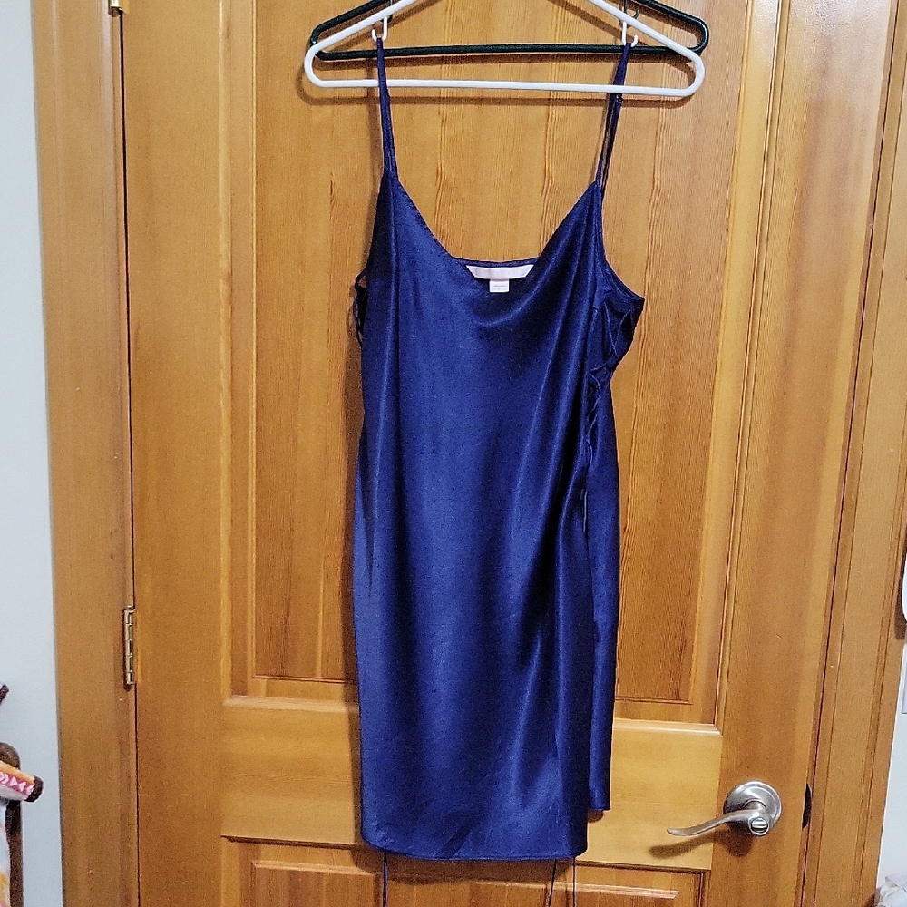 Victoria's Secret Navy Satin Chemise Size L